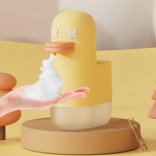 Miniatura 13 de Dispensador de jabón automático lindo - Dispensador de jabón de manos sin contacto rosa para niños, impermeable de montaje en pared USB recargable