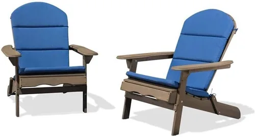 Miniatura 8 de Christopher Knight Home Amenda - Sillas Adirondack plegables de madera de acacia para exteriores con cojines (juego de 2), gris, gris + caqui