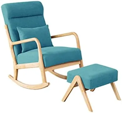 Miniatura 7 de Solid Wood Rocking Chair with Footrest Modern Fabric Design Comfortable Headrest for Home Office & StudyStylish & Ergonomic Seating