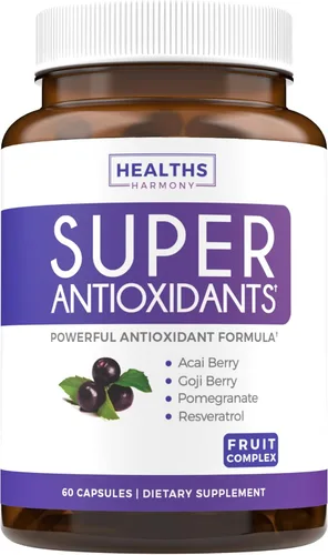 Suplemento súper antioxidante, potente mezcla diaria de antioxidantes súper alimentos, bayas de acai, goji, granada y resveratrol trans, fórmula de