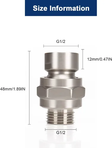 Miniatura 3 de NearMoon Adaptador de bola giratoria para cabezal de ducha, conector de ducha de latón macizo, junta esférica, componente de extensión universal