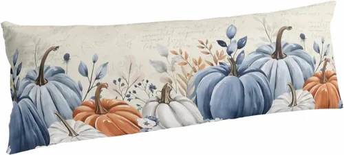 Miniatura 14 de Fundas de almohada de tamaño estándar de Acción de Gracias, 2 paquetes de fundas de almohada suaves decorativas para sofá de cuerpo largo, con Azul