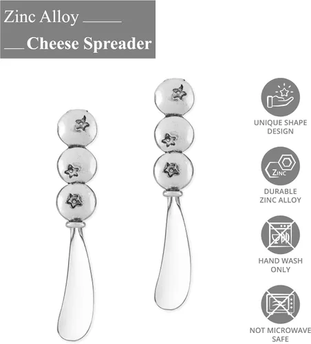 Miniatura 3 de Supreme Housewares Juego de esparcidores de queso de arándano, esparcidores de mantequilla de aleación de zinc con asas decorativas para queso
