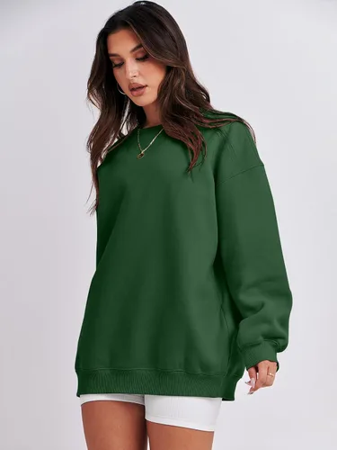 Miniatura 3 de ANRABESS Sudadera de gran tamaño para mujer, con cuello redondo, estilo Y2K, sudadera con capucha de forro polar, cómoda, camiseta informal, ropa