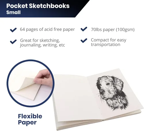 Miniatura 2 de LayFlat Cuaderno de bocetos – 3.75 x 5.3 pulgadas – Libro de notas en blanco de plumas, 64 hojas, papel grueso de 100gsm, para dibujar, hacer