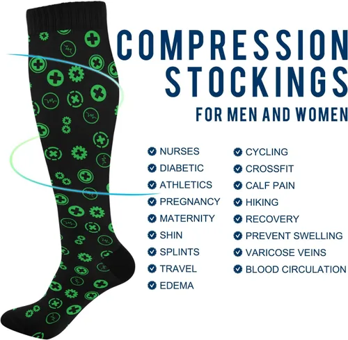 Miniatura 4 de Calcetines de compresión para hombres y mujeres, calcetines altos hasta la rodilla, apoyo para deportes, correr, senderismo, fitness, seguro de salud