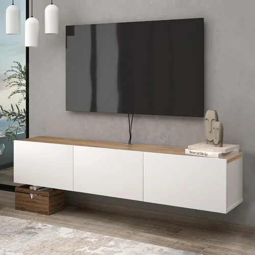Miniatura 9 de Atelier Mobili - Soporte de TV flotante negro de 65 pulgadas, centro de entretenimiento flotante para TV de 80 pulgadas, gabinete de TV negro