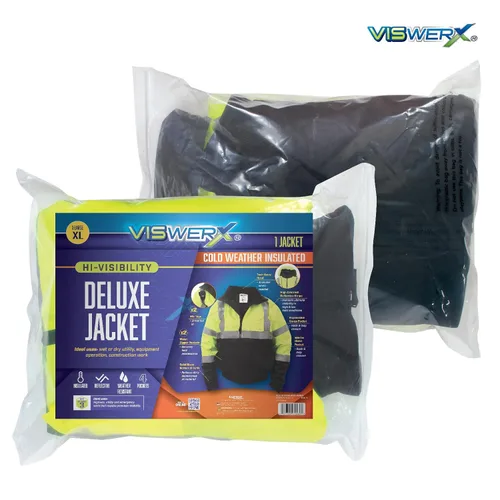 Miniatura 6 de Chaqueta Hi-Vis Deluxe para clima frío - ANSI CL2 - Chaqueta reflectante de seguridad para áreas de trabajo, construcción y alto tráfico