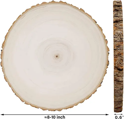 Miniatura 2 de Prsildan Paquete de 4 rebanadas circulares de madera grandes, de 8 a 10 pulgadas, centros de mesa de madera sin terminar, manualidades redondas