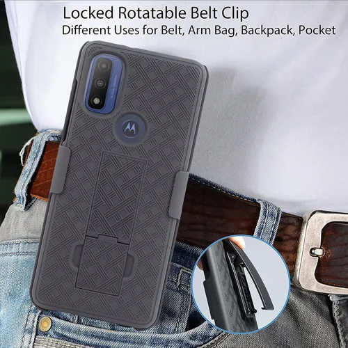 Miniatura 5 de Compatible con Moto G Pure 2021 Slim Shell Funda resistente a prueba de golpes de cuerpo completo con vidrio templado, funda para teléfono