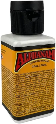 Alphanamel Alpha White - Pintura esmaltada para rayas, pintura de letreros, letras, bellas artes, 36 colores, varios tamaños, 2.5 onzas Blanco alfa