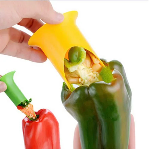 Juego de 2 descorazonadores de pimienta, removedor de descorazonador de frutas, herramienta de cocina para jalapeño, pimientos, pepino, tomate y más