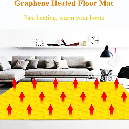 Miniatura 2 de Electric Carpet, Electric Infrared Space Heater w/Adjustable Temperature & Timer, Heated Floor Mat, Foot Heater Pad for Office and Home,80x120cm