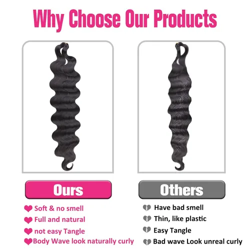 Miniatura 5 de Unionbeauty - Cabello trenzado ondulado de 18 pulgadas, paquete de 3 unidades, cabello trenzado preemplumado, trenzas bohemias negras para trenzas