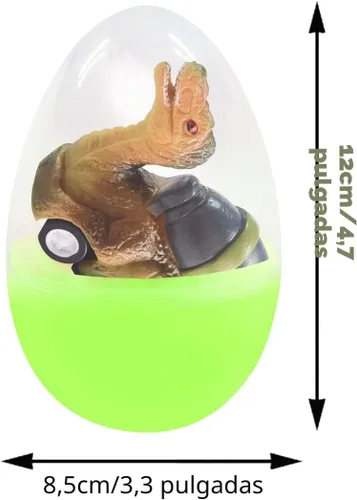 Miniatura 4 de Paquete de 6 huevos gigantes con dinosaurio para tirar hacia atrás, juguetes para niños y niños pequeños, cesta de Pascua, regalos de fiesta