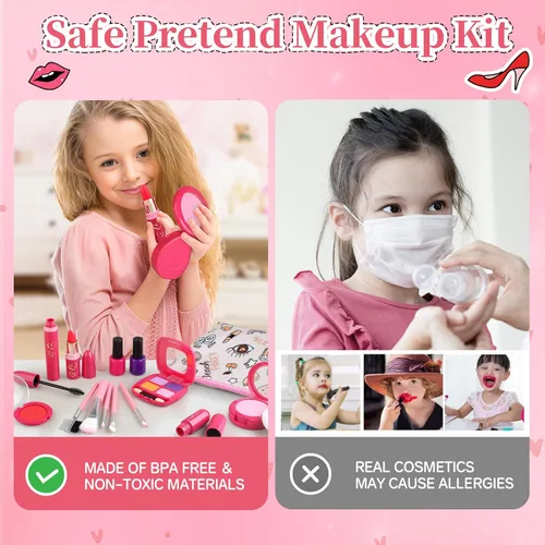 Miniatura 7 de Woumserta - Juguetes para niñas pequeñas, kits de maquillaje de simulación - juego de maquillaje falso para niños de 3, 4, 5, 6 años, kit