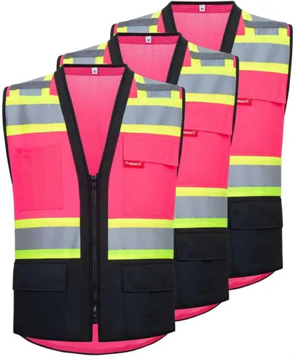 Miniatura 8 de ProtectX - Chaleco de seguridad de alta visibilidad con 6 bolsillos, clase 2 reflectante, de alta visibilidad, para hombres y mujeres, chaleco