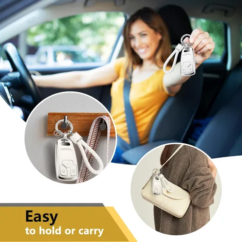 Miniatura 4 de Funda para llavero Nissan con llavero de cuerda trenzada de metal de lujo, funda suave mejorada para llave Nissan (solo 3 botones)