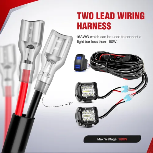 Miniatura 4 de Nilight - Kit de arnés con cableado para luces LED POD de 16 AWG, barra de luz LED de 12 V, interruptor basculante de 5 pines, láser de encendido
