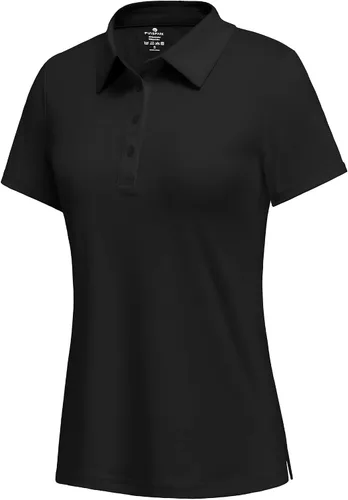PINSPARK Polo de golf de 4 botones para mujer, UPF 50+, secado rápido, atlético, camiseta de tenis con cuello, ajuste relajado