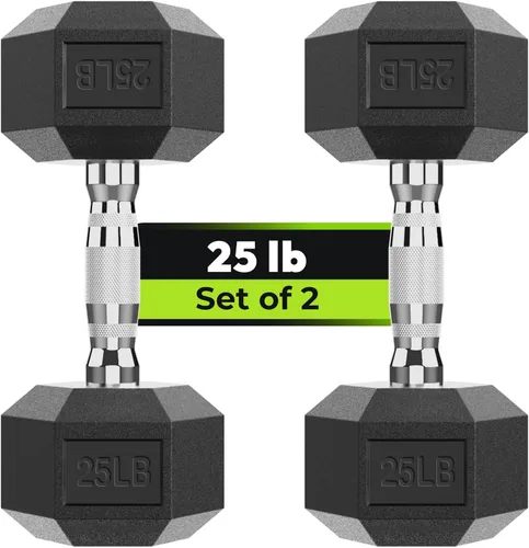 Miniatura 52 de HANDBODE Juego de 2 mancuernas hexagonales de 2.5 a 65 libras con revestimiento de goma, mancuernas para ejercicio y fitness, peso de mano