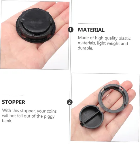 Miniatura 4 de 50 tapones de plástico para huchas y figuras de yeso, tapones de cierre de doble parte inferior, tapón negro para cajas de ahorro, fácil instalación