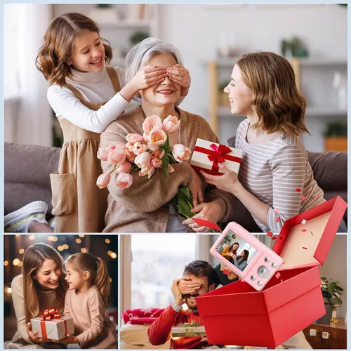 Miniatura 6 de Cámara digital, UHD 4K 64MP cámaras digitales compactas para fotografía con tarjeta de 64GB, zoom óptico 16X, antivibraciones, cámara compacta Rosa