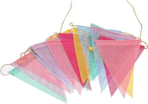 Miniatura 7 de Guirnalda de banderines triangulares pastel de 36 banderines, banderas de tela para decoraciones de fiesta de cumpleaños, baby shower, boda bohemia