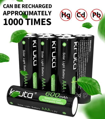 Miniatura 6 de Paquete de 12 baterías AAA recargables, 1.2 V 600 mAh NiMH precargadas triple A para luces solares al aire libre y dispositivos domésticos, baja