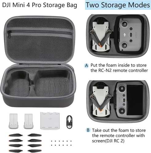 Miniatura 2 de Bolsa de Almacenamiento para Mini 4 - Estuche para Drone Mini 4 Pro Carcasa Rígida Estuche de Viaje Compatible con Mini 4 Pro, DJI RC 2/DJI RC-N2