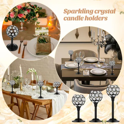 Miniatura 5 de Qunclay 18 portavelas de cristal a granel, centros de mesa para mesa de boda, centros de mesa decorativos de cristal, decoración de mesa de comedor