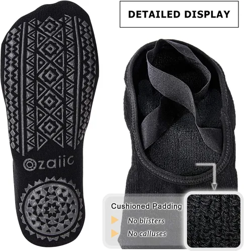 Miniatura 125 de Ozaiic - Calcetines de yoga para mujer con correas y agarres antideslizantes, ideales para pilates, Pure Barre, ballet, danza y entrenamiento