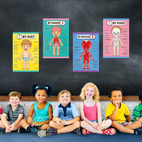 Miniatura 7 de Outus Carteles educativos de aprendizaje del cuerpo humano, parte del cuerpo, tabla de pared de 22 x 17 pulgadas para niños, tabla de anatomía
