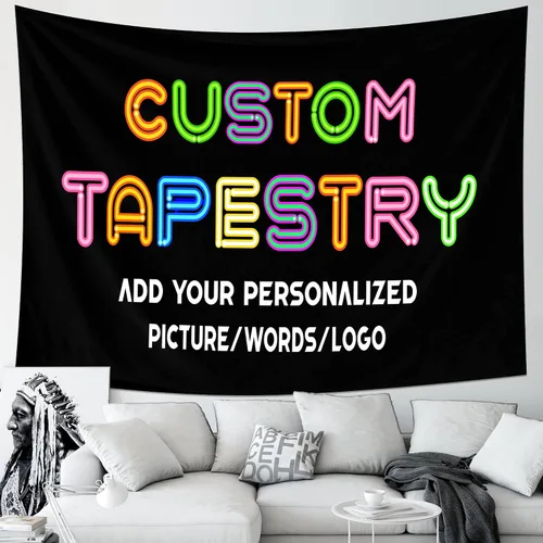 GYETPONG Imagen de carga de tapiz personalizado, regalo personalizado, para añadir tu foto, logotipo, texto, tapiz personalizado, tapiz para colgar