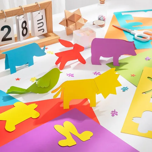Miniatura 6 de 24 hojas de papel de cartulina de 6 colores de 8.5 x 11 pulgadas, papel de doble cara de 92 libras/8.82 oz/m², papel grueso de construcción
