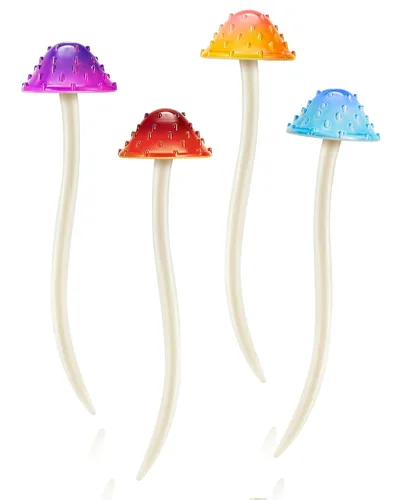 Taiyin Palillos para el cabello con estampado de hongos – 4 palillos lindos para mujeres y niñas, palillos para moño para cabello largo (multicolor)