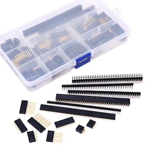 Miniatura 7 de Glarks Kit surtido de conectores de clavijas macho y hembra de 0.094 pulgadas, 100 protectores apilables y 12 cabezales de placa PCB separables