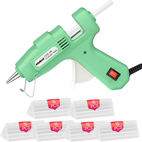 Miniatura 14 de ROMECH Mini pistola de pegamento caliente de 20 W con set de 30 barras de pegamento, kit de pistola de pegamento caliente de precalentamiento rápido