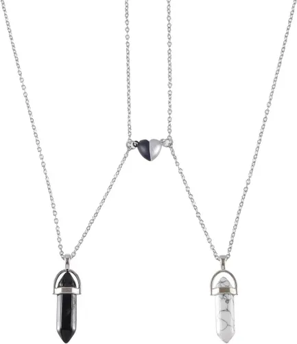Miniatura 16 de Collar magnético de corazón dividido a juego para parejas, colgante de atracción mutua de cristal, regalo de joyería de amistad para mejores amigos