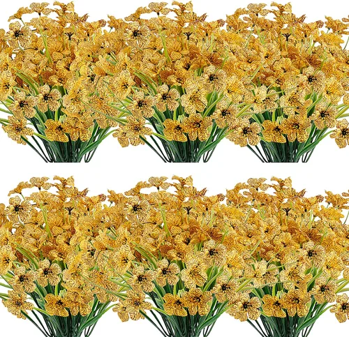 Miniatura 13 de JEMONG - 20 paquetes de flores artificiales para exteriores, resistentes a los rayos UV, flores falsas que no se decoloran, plantas de plástico