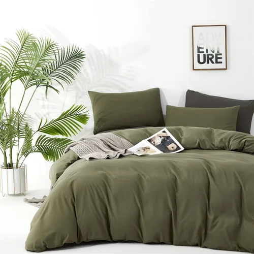 Miniatura 381 de CLOTHKNOW - Juego de edredón verde militar tamaño completo de 3 piezas, juego de ropa de cama verde oscuro, edredón suave con 2 fundas de almohada