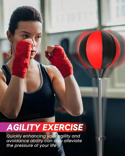 Miniatura 6 de Bolsa de Reflejos Fitness, Bolsa de Boxeo con Soporte para Bola de Velocidad y Guantes, Bolsa de Boxeo para Adultos y Adolescentes, 150 cm Excelente