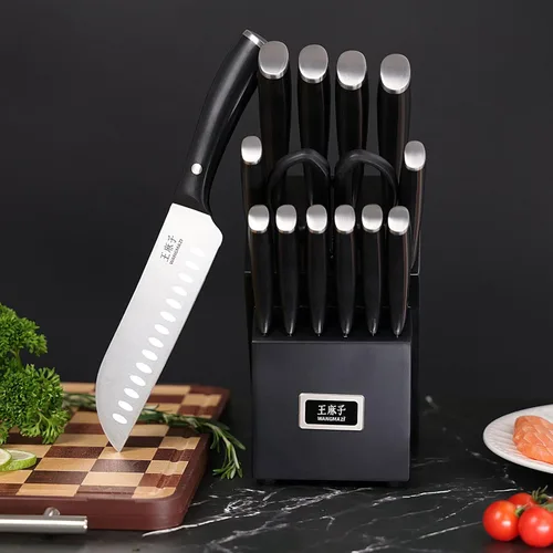Miniatura 2 de WANGMAZI Juego de cuchillos de chef Premium de alta calidad, mango ergonómico de remache de acero inoxidable de alto carbono, juego de cuchillos