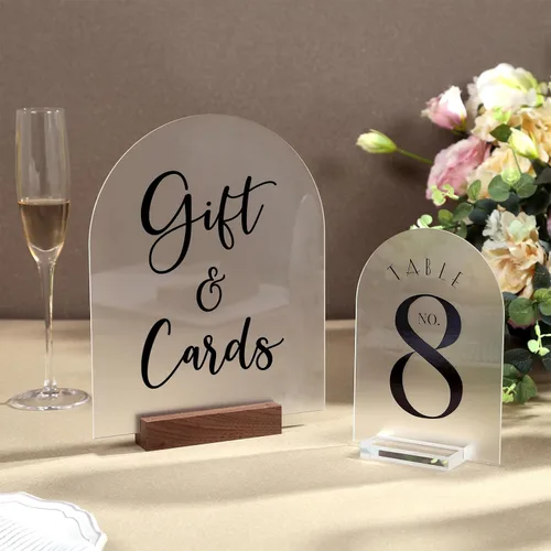 Miniatura 2 de UNIQOOO 20 carteles de mesa de arco esmerilado de acrílico de 5 x 7 pulgadas para bodas, 1/8 pulgadas de grosor, hoja de letrero de arco en blanco
