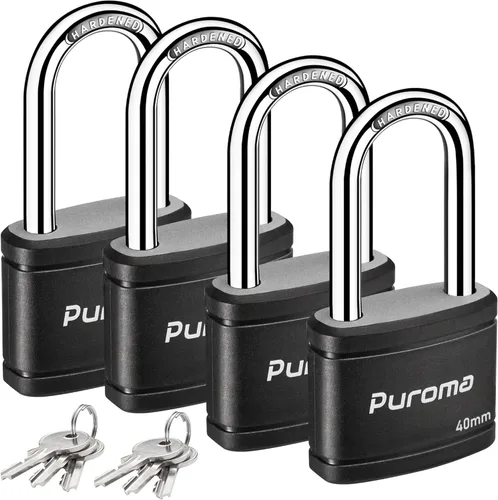 Miniatura 9 de Puroma Candado con Llave con 2 Llaves Iguales, Candado de Casillero de 1.8 Pulgadas (40mm) Candados de Alta Resistencia para Puerta, Valla, Cerrojo