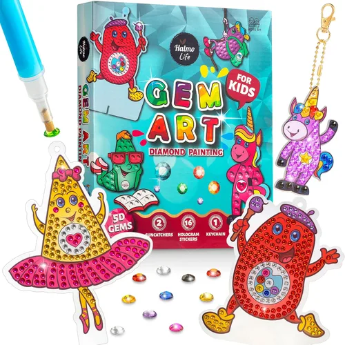 Miniatura 6 de Halmolife Kit de arte de diamantes para niños, kit de arte y manualidades de pintura de gemas para edades de 6 a 12 años, regalos para niños y niñas