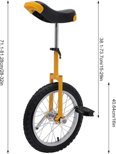 Miniatura 2 de Gdrasuya10 Rueda monociclo de 16 pulgadas, rueda de neumáticos de altura ajustable, monociclo moderno de acero con borde de acero para deportes al