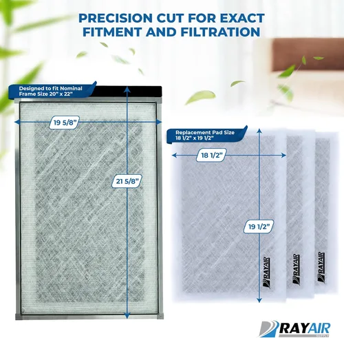 Miniatura 2 de RAYAIR SUPPLY Almohadillas de filtro de repuesto de 20 x 22 pulgadas compatibles con recambios de limpiador de aire dinámico de 20 x 22