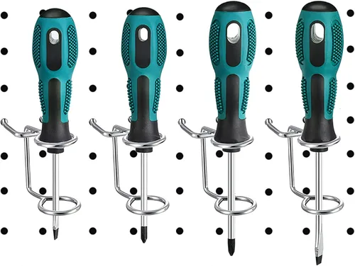 Miniatura 5 de OSALADI 5 piezas de gancho para tablero de clavijas, soporte de metal, organizador de utensilios de cocina, alicates, ganchos para colgar tablero