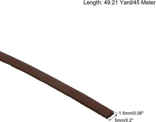 Miniatura 2 de uxcell Cordón de gamuza, 50 yardas, 0.197 in, cuerda de hilo de cuero plana para bolso, bolso, cordones de zapatos, manualidades, fabricación